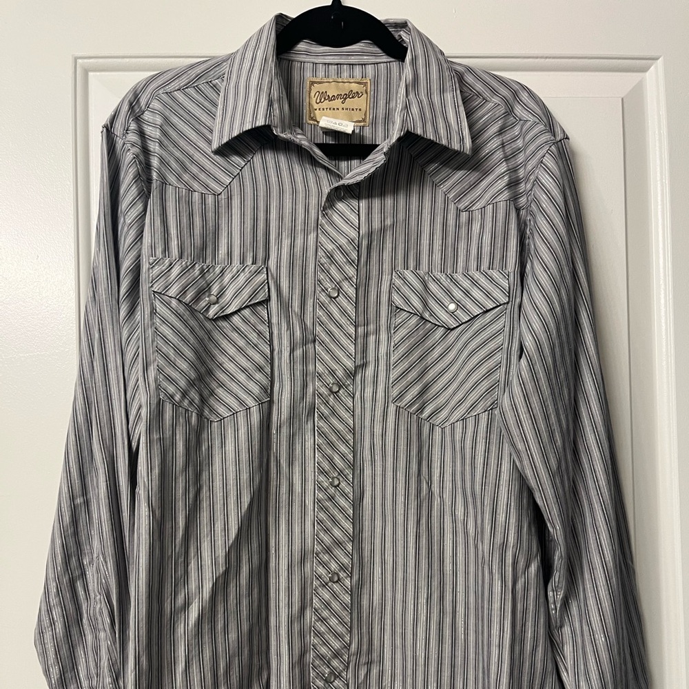 Wrangler Gray Striped Western Shirt